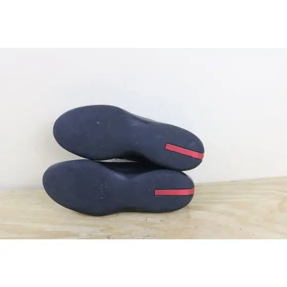 Vintage Prada Sport Shoes Womens 38 Black Leather Loafers Slip On Italy - Picture 5 of 15